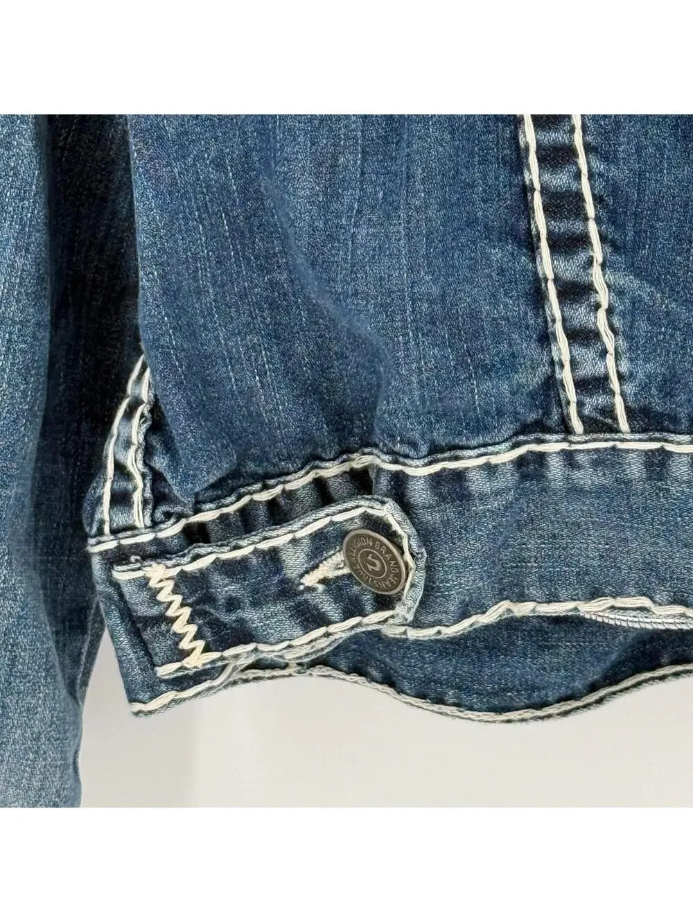 True‎ Religion Jimmy Super T Denim Jacket Med Wash Vintage Y2K Streetwear Mens L